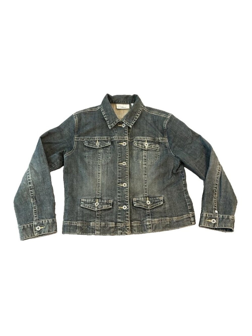 Chicos Platinum Denim Jacket Womens 1 Trucker Western Casual Y2K Festival Ranch